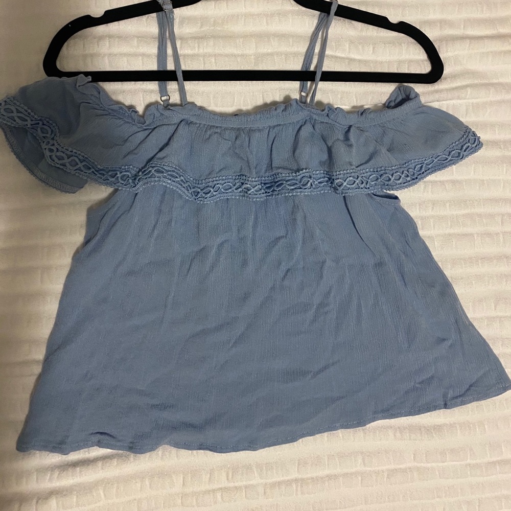 Baby blue off shoulder top